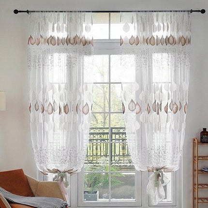 Gennemsigtigt gardin med kaffefarvede blade