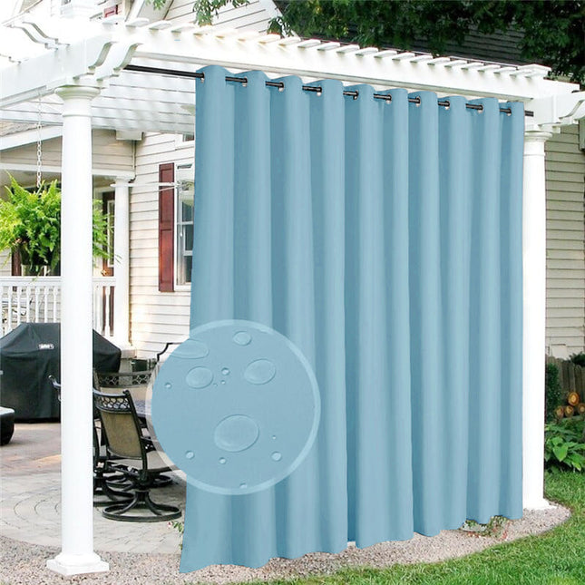 Lyseblåt vandafvisende gardin til udendørs