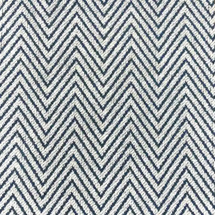 Blåt mørklægningsgardin med sildebensmønster