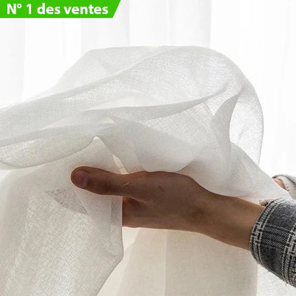 Gennemsigtigt gardin med naturligt hørlook