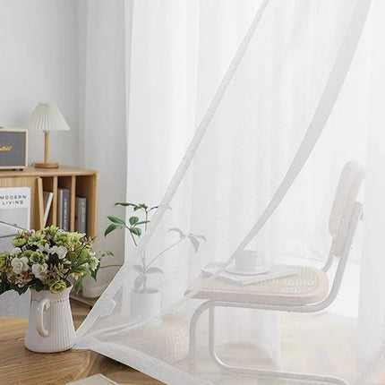 Gennemsigtigt gardin med naturligt hørlook