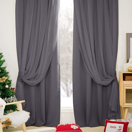 Dobbelt mørklægningsgardin med transparent lag