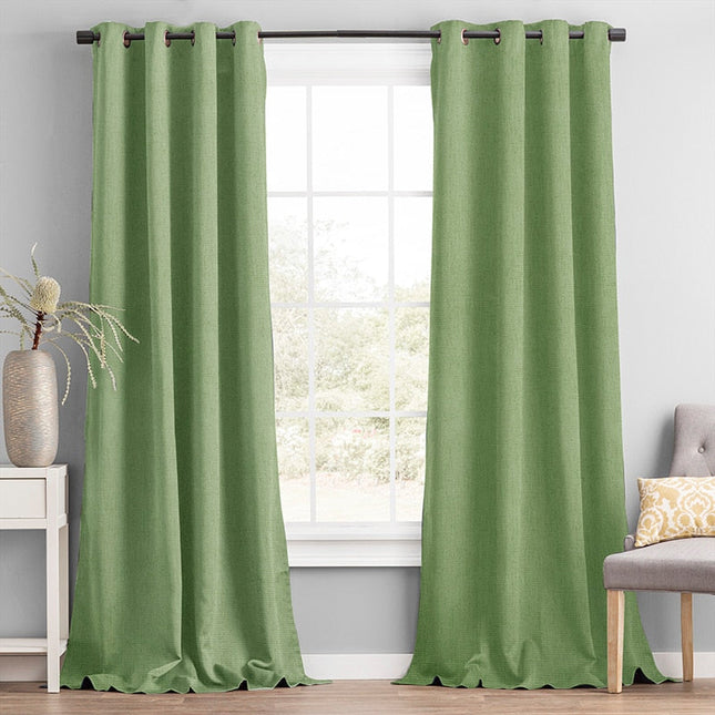 Grønt mørklægningsgardin med struktur til stue