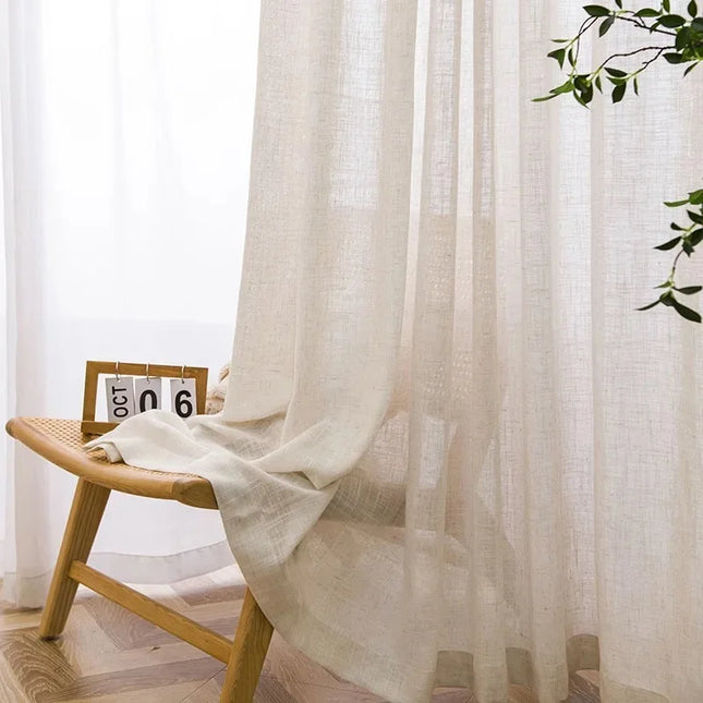 Naturligt beige gardin i hørlok