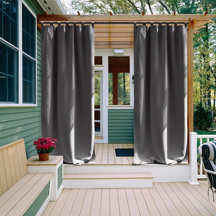 Mørkt udendørs gardin med stropper