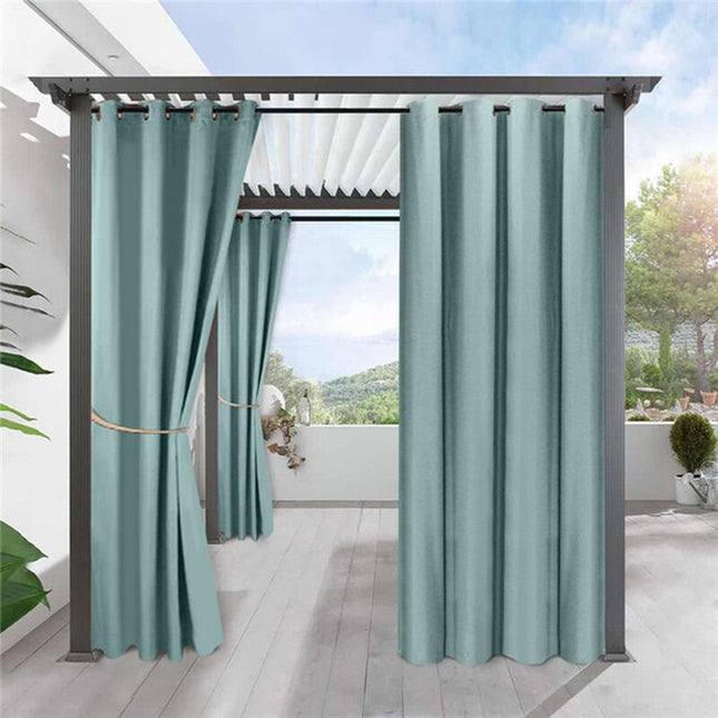 Blågrønt udendørs gardin til pavillon