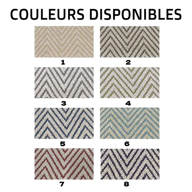 Rødt gardin med sildebensmønster