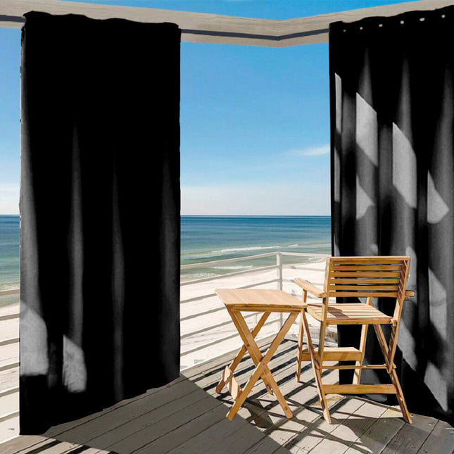 Vandtæt sort udendørs gardin til terrasse