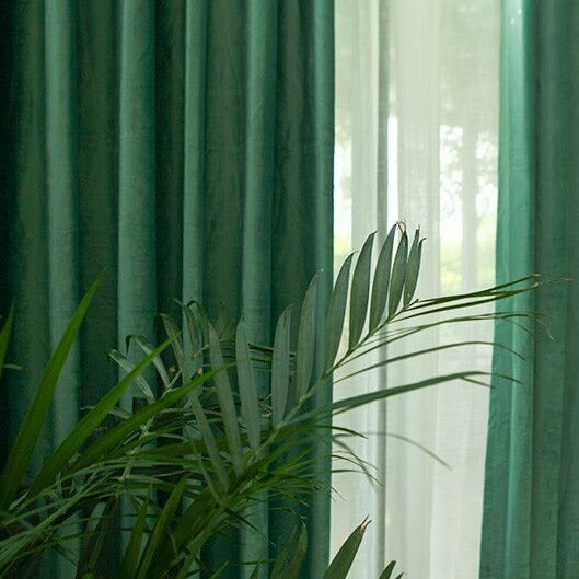 Grangrønt mørklægningsgardin i velour look