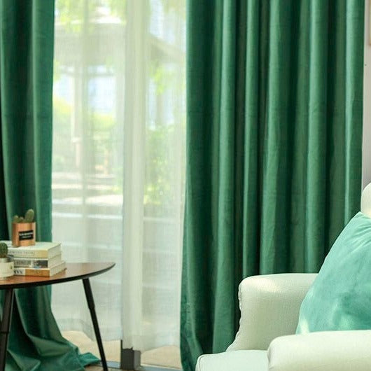 Grangrønt mørklægningsgardin i velour look