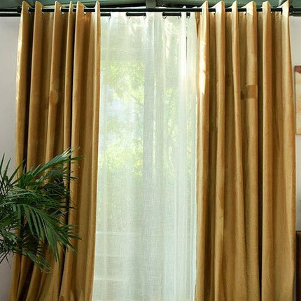 Okkerfarvet Dalsen mørklægningsgardin med glans