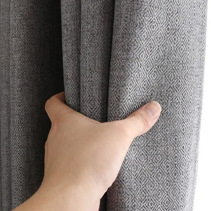 Gråt mørklægningsgardin med struktur