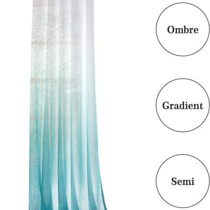 Let udendørs gardin med blågrøn gradient