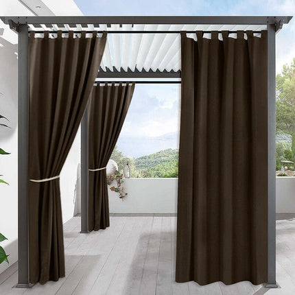 Brunt udendørs gardin med velcrostropper