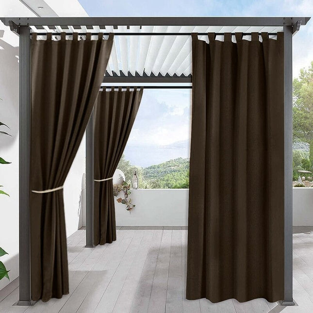 Brunt udendørs gardin med velcrostropper