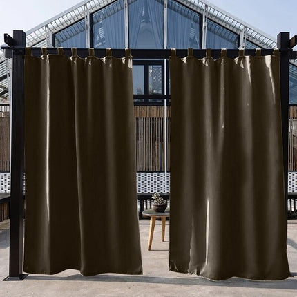 Brunt udendørs gardin med velcrostropper