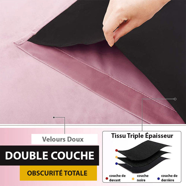 Mørklægningsgardin i pudderrosa fløjl med øjer