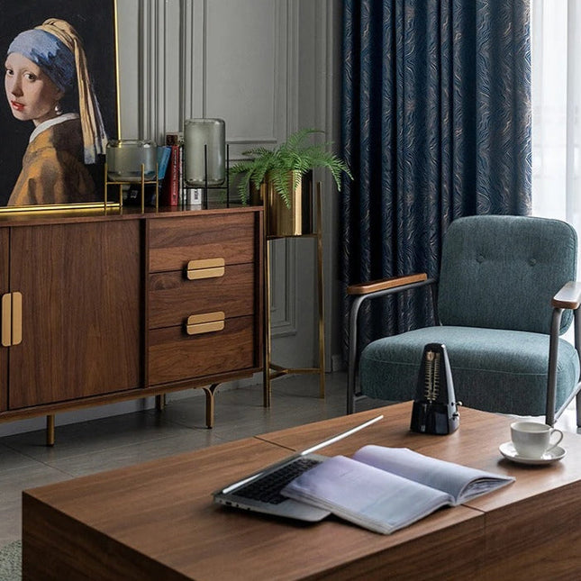 Midnatsblåt mørklægningsgardin med struktur