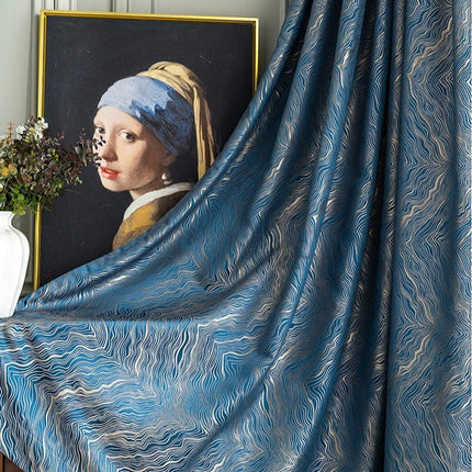 Midnatsblåt mørklægningsgardin med struktur