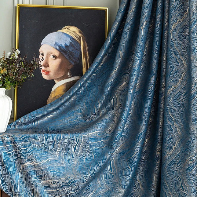 Midnatsblåt mørklægningsgardin med struktur