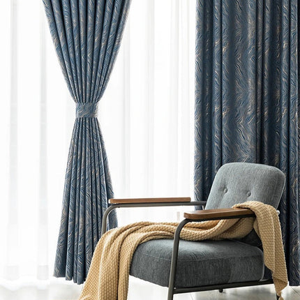 Midnatsblåt mørklægningsgardin med struktur