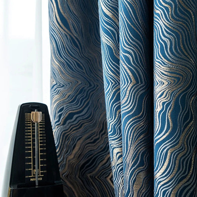 Midnatsblåt mørklægningsgardin med struktur