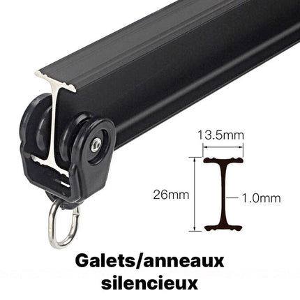 Gardinskinne til loftmontering med glidere