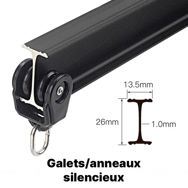 Gardinskinne til loftmontering med glidere