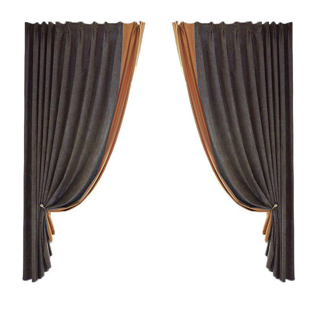 Mørklægningsgardin i taupe og terracotta