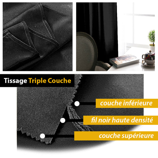 Sort Joy mørklægningsgardin med rynkebånd