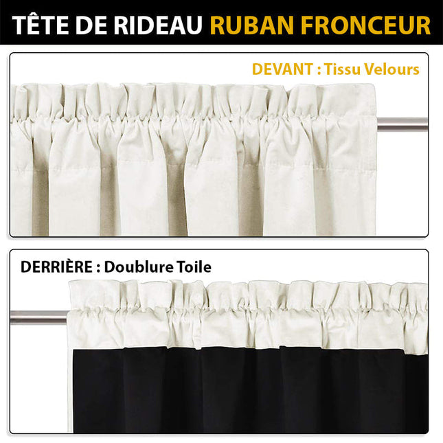 Hvidt velour mørklægningsgardin med termisk foring