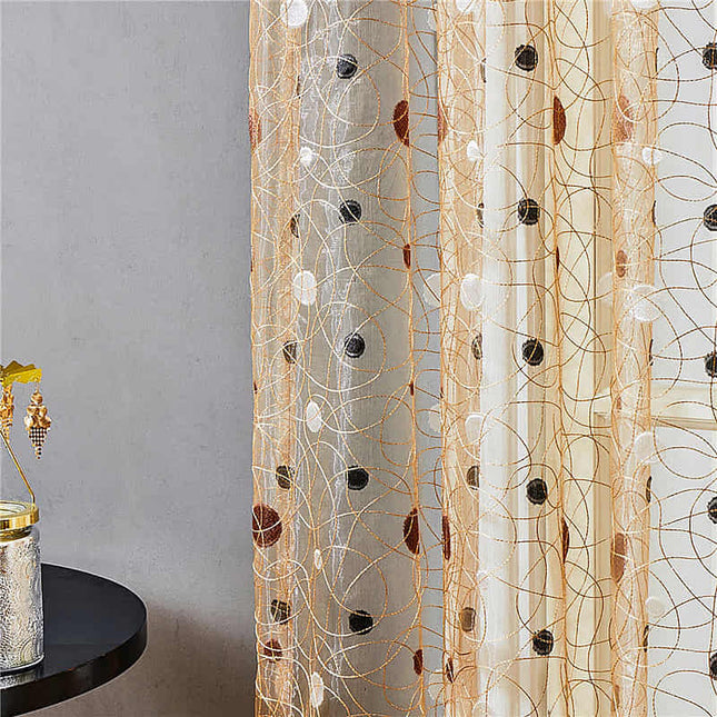 Brunt let gardin med fugleredemønster