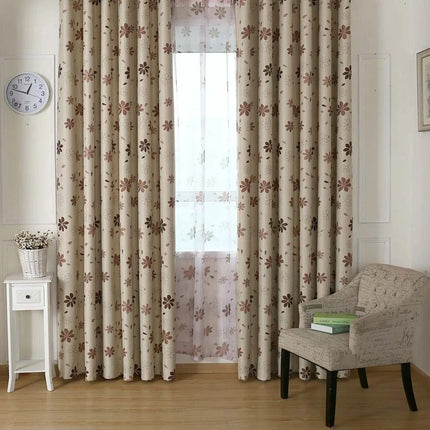 Mørklægningsgardin med simpelt blomstermønster