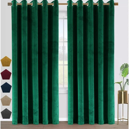 Smaragdgrønt mørklægningsgardin i luksus velour