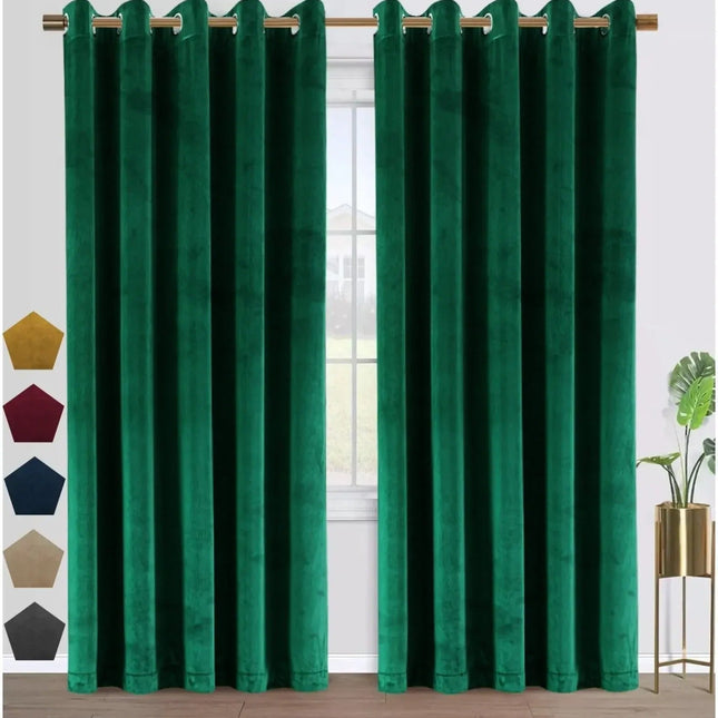 Smaragdgrønt mørklægningsgardin i luksus velour
