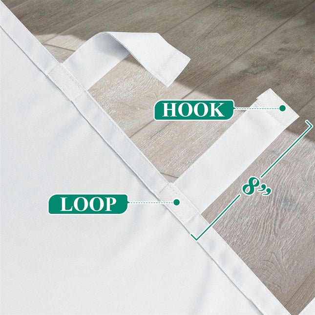 Hvidt havegardin med stropper til pergola