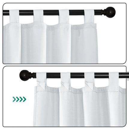 Hvidt havegardin med stropper til pergola