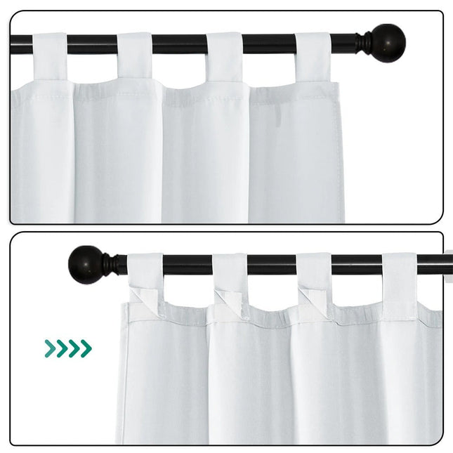 Hvidt havegardin med stropper til pergola