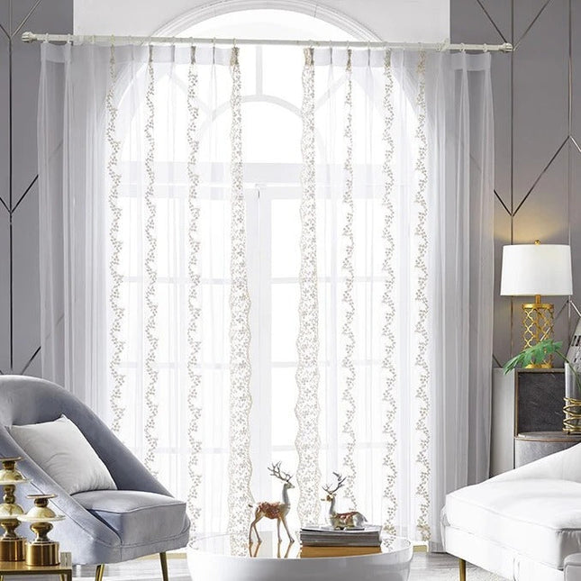 Elegant voile gardin med perler