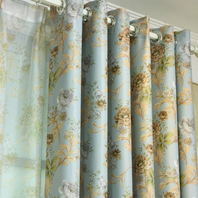 Mørklægningsgardin med romantisk blomstermotiv