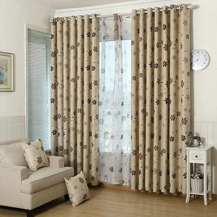 Mørklægningsgardin med simpelt blomstermønster