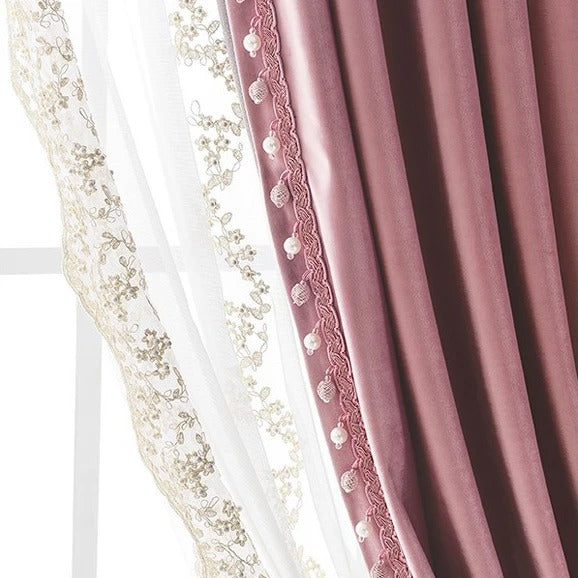 Elegant voile gardin med perler