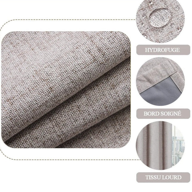 Gråt gardin med hørlook struktur