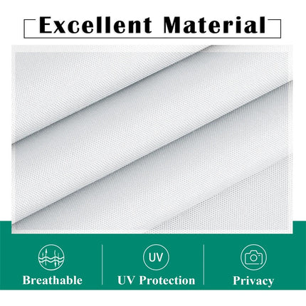 Hvidt havegardin med stropper til pergola