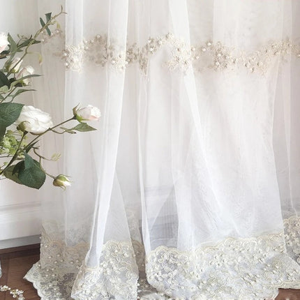 Elegant voile gardin med perler