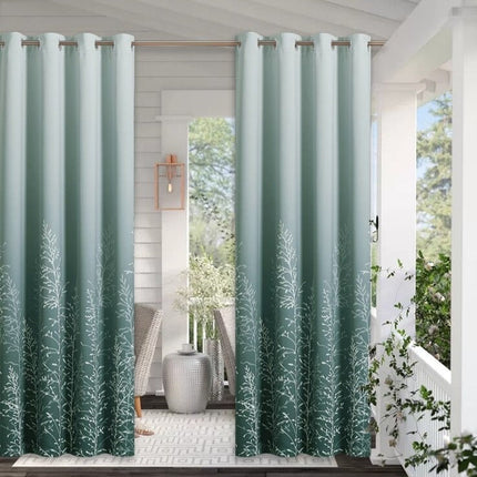 Grønt udendørs gardin med naturmønster