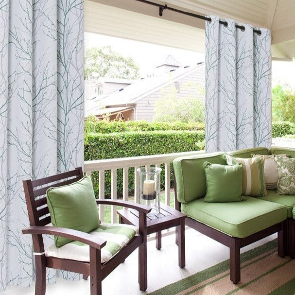 Udendørs gardin med moderne grenmønster