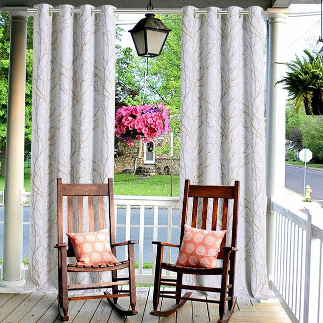 Udendørs gardin med moderne grenmønster