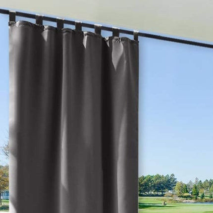 Mørkt udendørs gardin med stropper