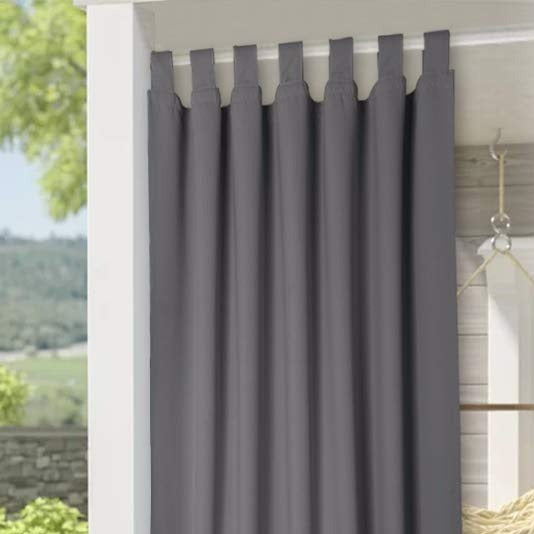 Mørkt udendørs gardin med stropper